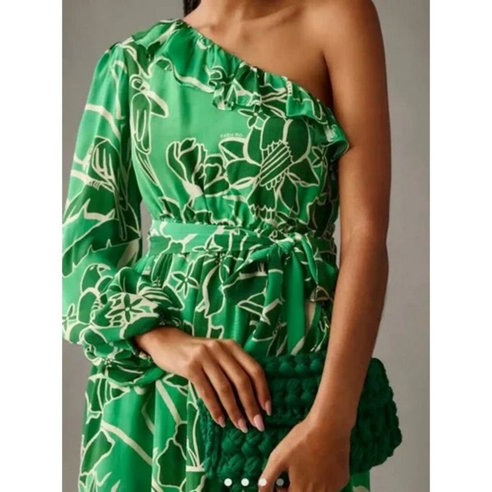 Farm Rio Printed One-Shoulder Ruffle Dress Size L - Picture 8 of 8